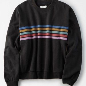 American Eagle Fleece Striped Boxy Sweatshirt